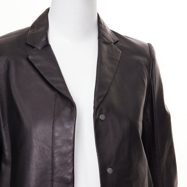 THE ROW black lambskin concealed snap minimalist black jacket blazer US2 S