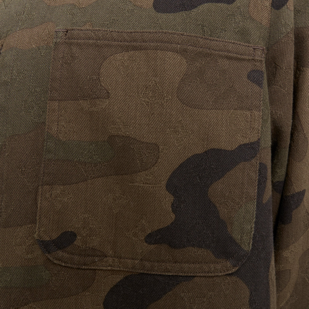 rare LOUIS VUITTON SUPREME 2017 green monogram camo jacquard chore jacket FR44