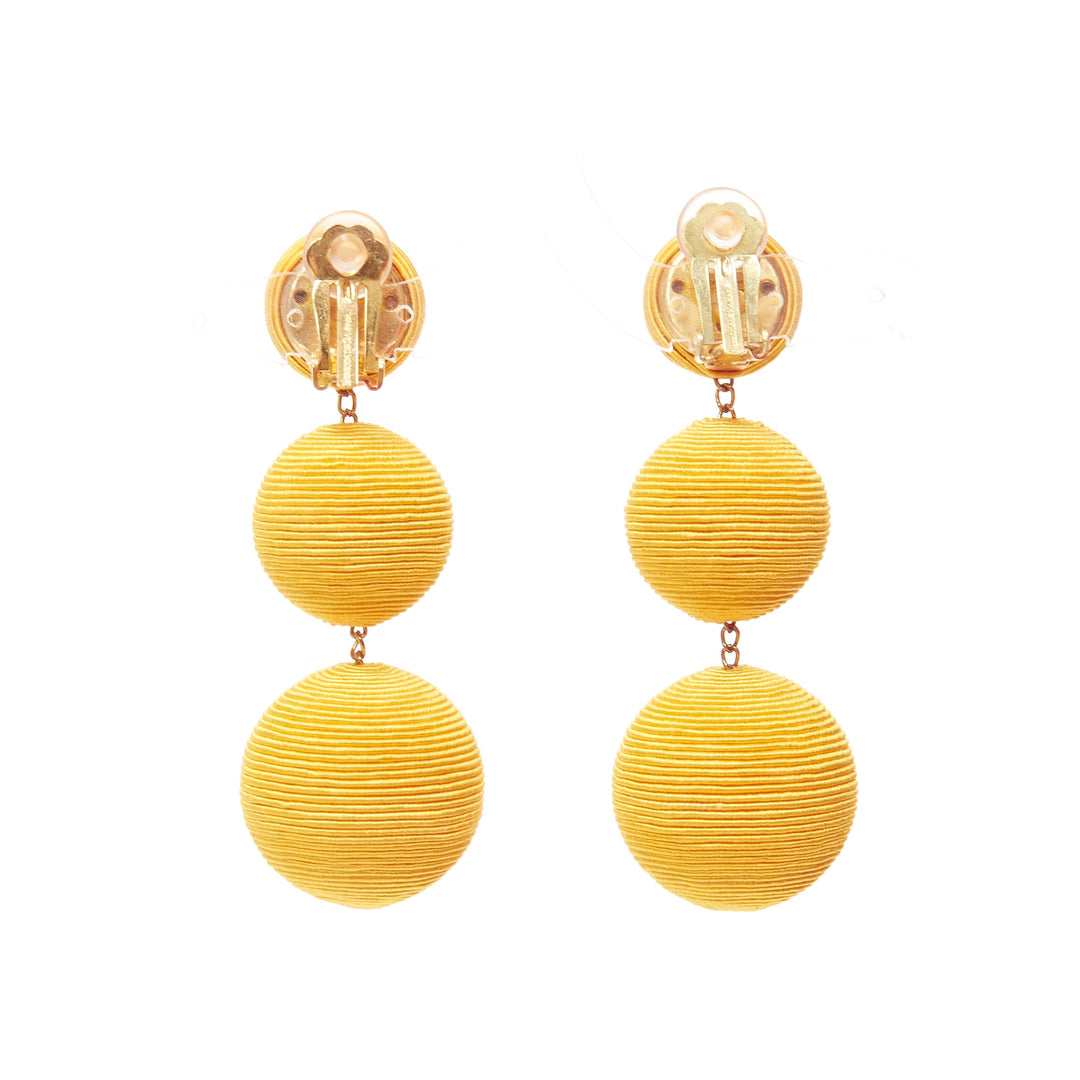 REBECCA DE RAVENEL golden yellow balls trio droplets clip on earrings Pair