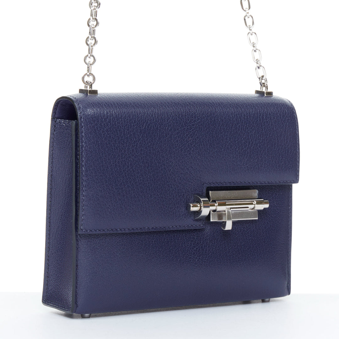HERMES Runway Verrou Chaine Mini deep blue chevre leather shoulder handbag bag