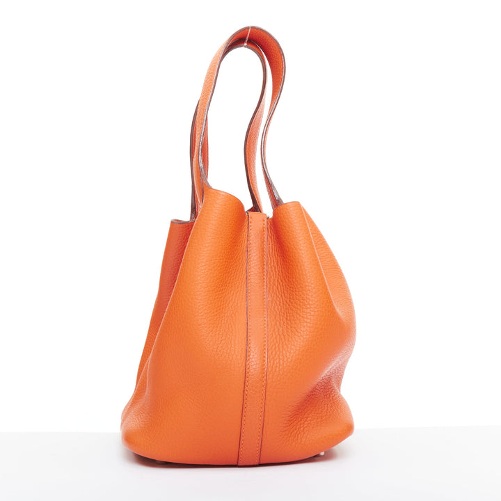 HERMES Picotin 22 orange Clemence leather palladium hardware tote bag MM