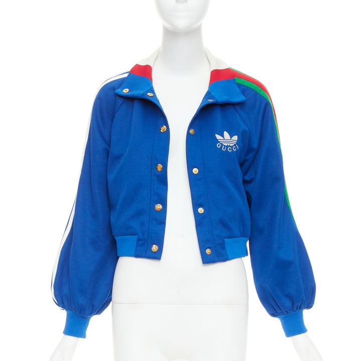 GUCCI Adidas 2022 Trefoil blue embroidery web trim logo track jacket XS