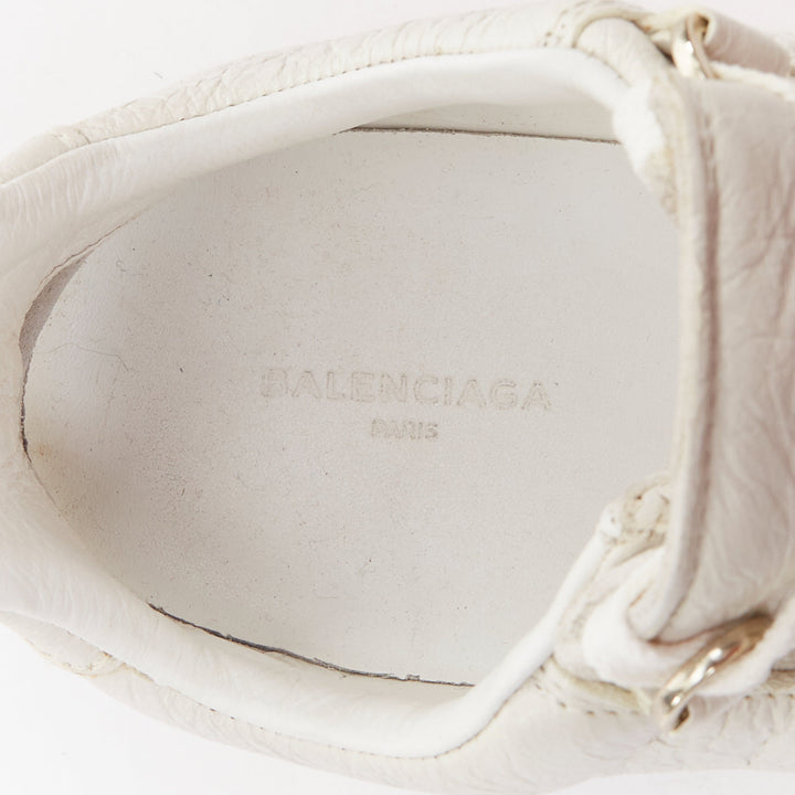 BALENCIAGA Arena off white grained leather lace up sneakers EU35