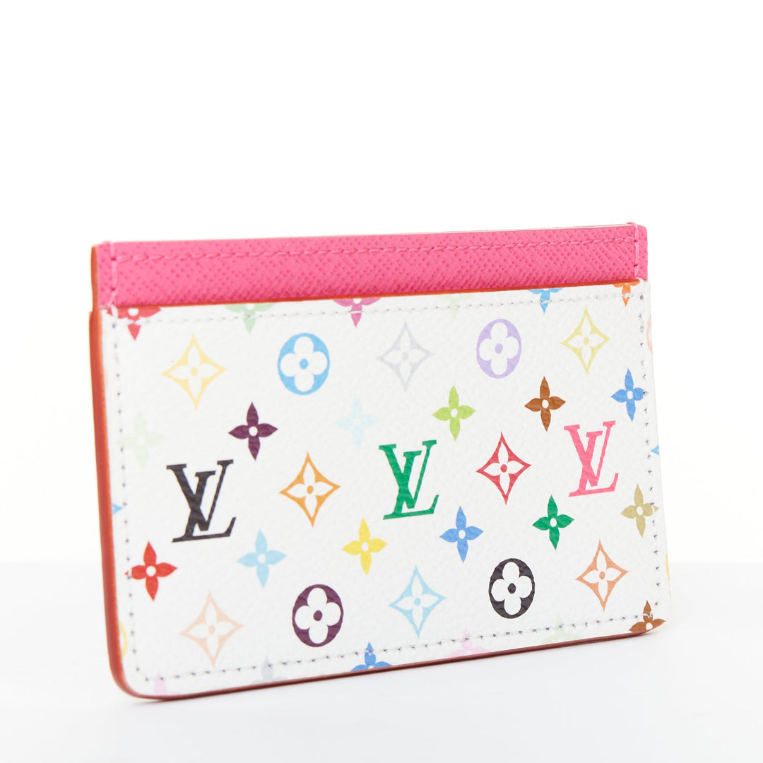 LOUIS VUITTON 2025 Runway Takashi Murakami white Monogram Multicolore cardholder