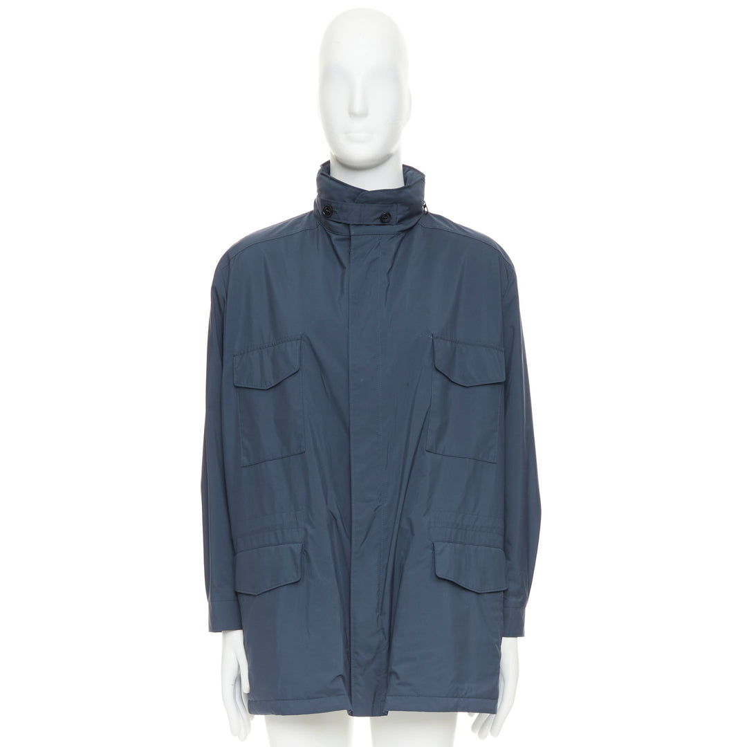 LORO PIANA Traveller navy windtech light 100% cashmere lined coat IT58 4XL