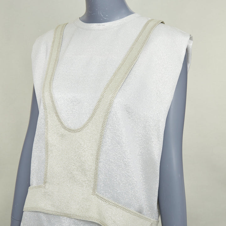 VALENTINO metallic silver green contrast bodice layered sleeveless top IT40 S