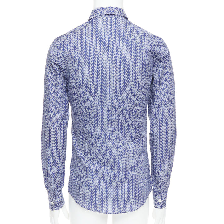 MAISON MARGIELA blue white cotton knitted print dress shirt Sz 1 S