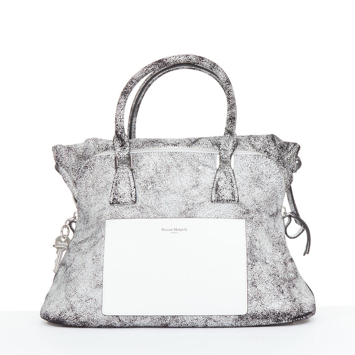 MAISON MARGIELA 2025 5AC Loved to Death Medium cracked paint black leather bag