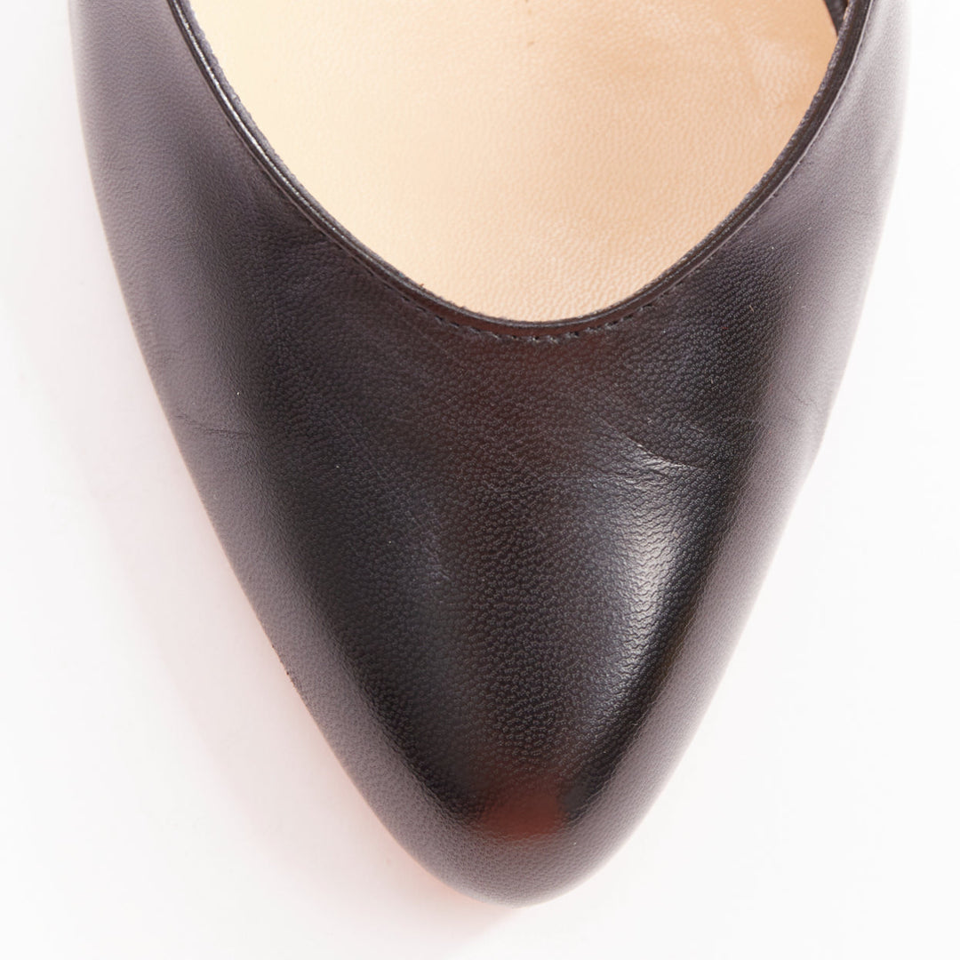 CHRISTIAN LOUBOUTIN Miyousra 100 black goat skin buckle D'Orsay pumps EU37.5