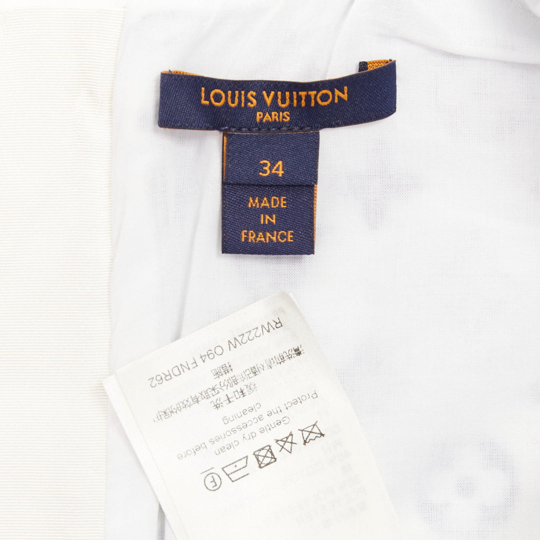 LOUIS VUITTON 2022 RW222W Blue France Monogram jacquard knit A line dress FR36 S