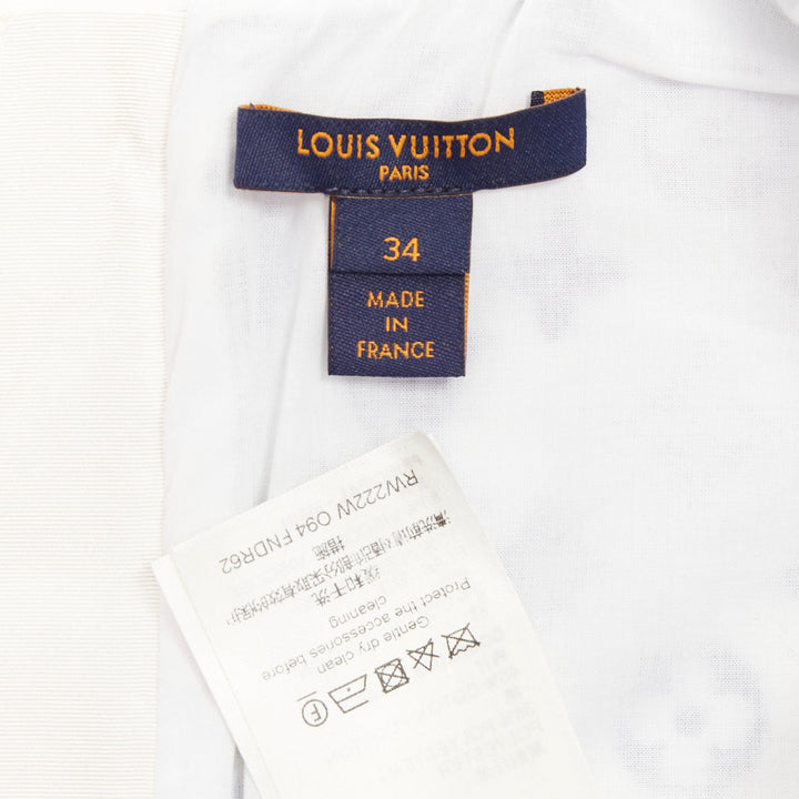 LOUIS VUITTON 2022 RW222W Blue France Monogram jacquard knit A line dress FR36 S