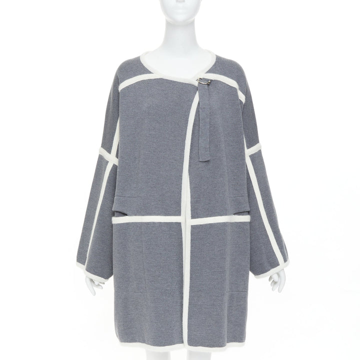 CHLOE 2014 Runway anthracite cage virgin wool angora cape coat S