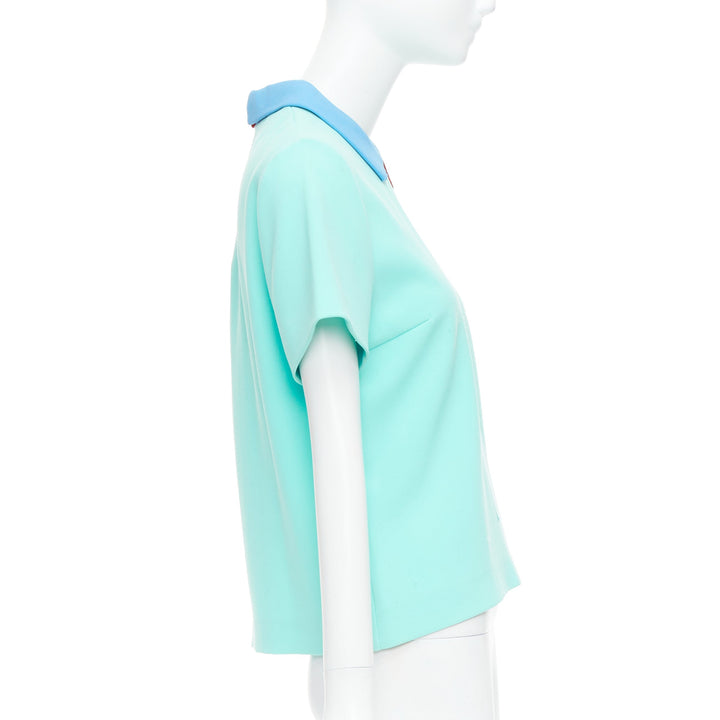 ROKSANDA light blue colorblock darted short sleeve shirt UK10 M