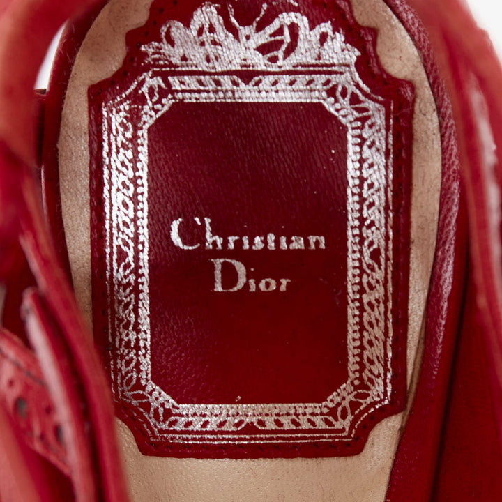 CHRISTIAN DIOR John Galliano Vintage red caged T-strap pump heels EU37