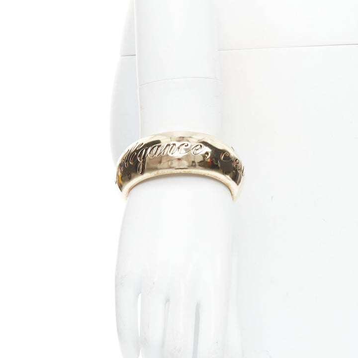 CHANEL 07P Vintage L'elegance C''est La Ligne script metal bangle bracelet