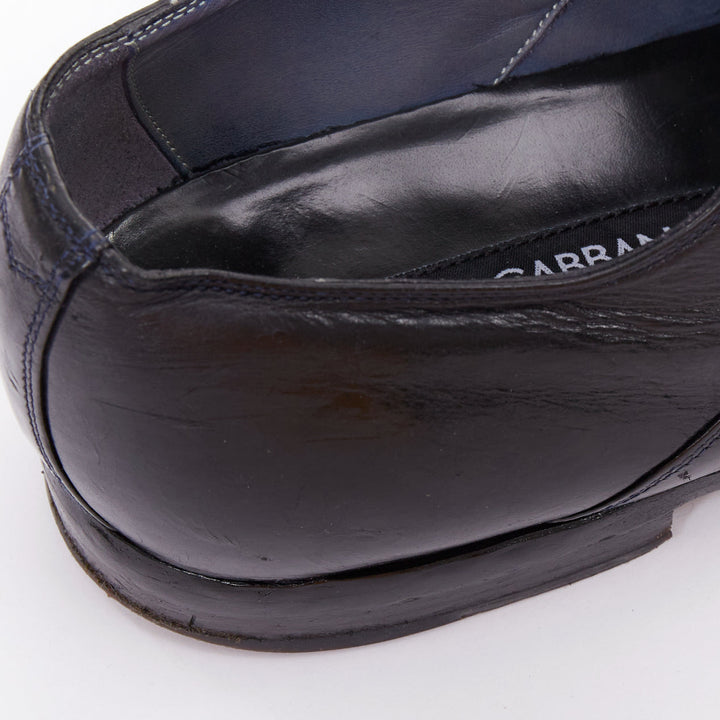 DOLCE GABBANA black hard leather perforated toe brogue loafers UK7 EU41