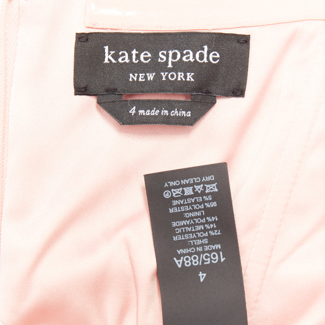 KATE SPADE metallic pink gold Rosebud brocade midi dress US4 M