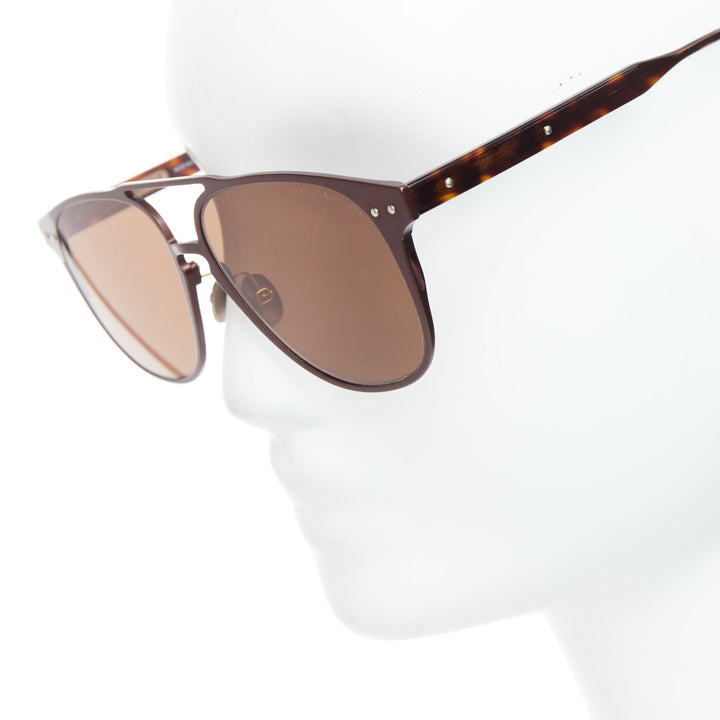 BOTTEGA VENETA BV0212S brown logo aluminium aviator sunglasses