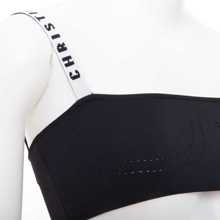 CHRISTIAN DIOR black white J'Adior logo bra shorts lounge set XS