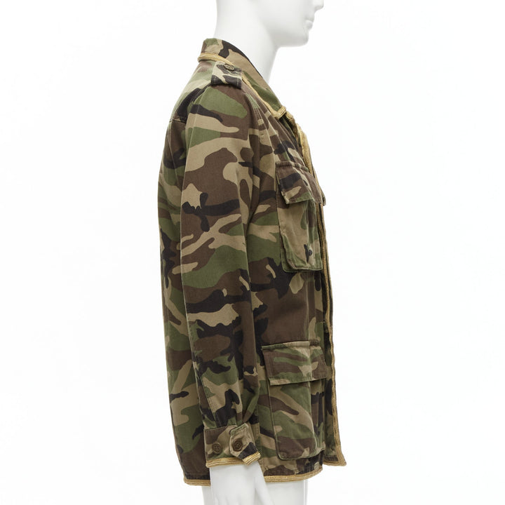 SAINT LAURENT Hedi Slimane 2014 gold green camouflage military  jacket FR46 S