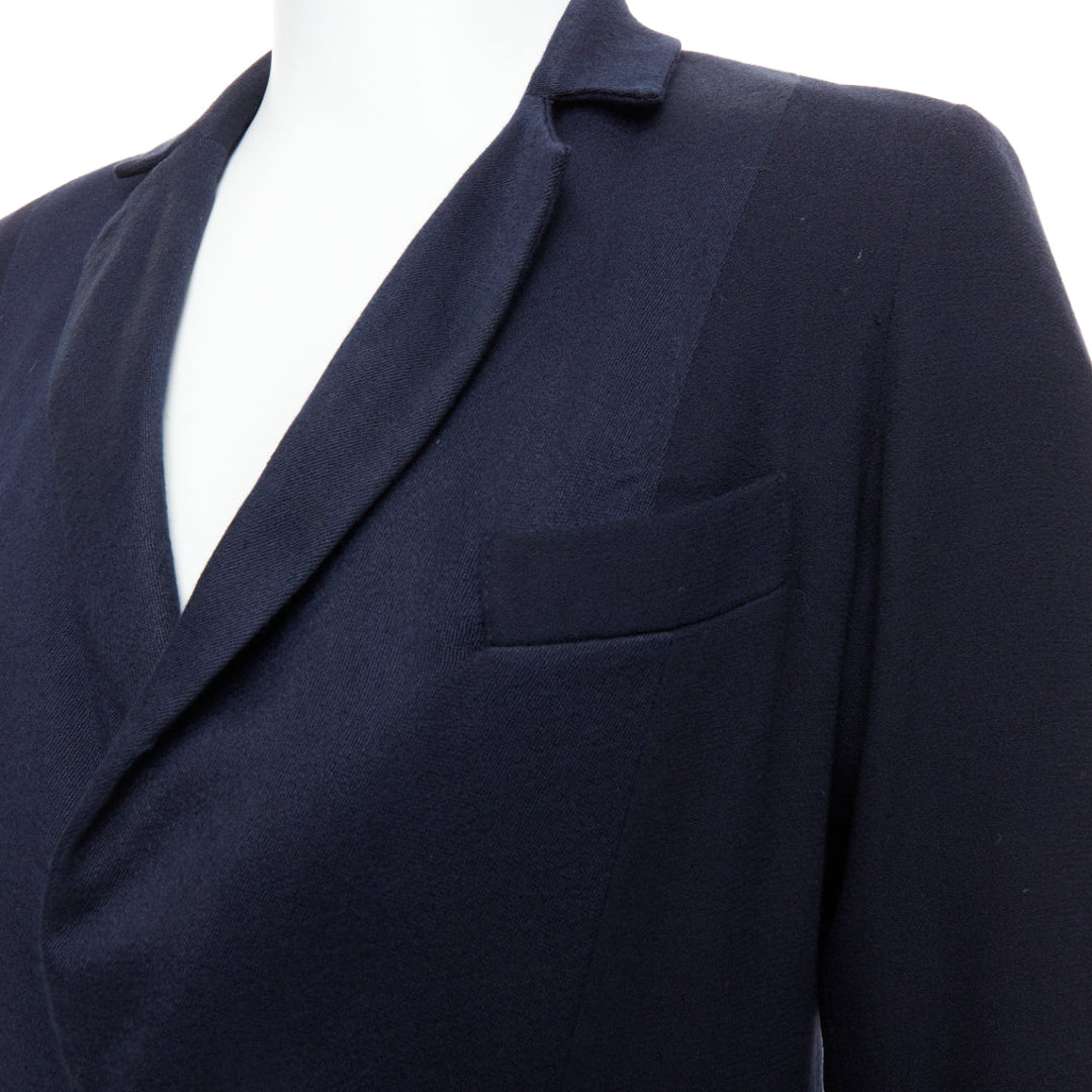 STEPHEN SCHNEIDER navy multi fabric pocketed soft boxy blazer Sz2 S