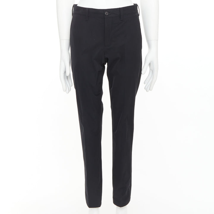 PRADA 2019 black shiny nylon mid waisted tapered dress cropped pants IT44 XS
