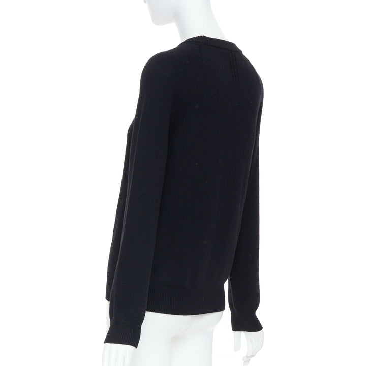 SAINT LAURENT 2016 black raglan sleeve wool knit crewneck sweater S