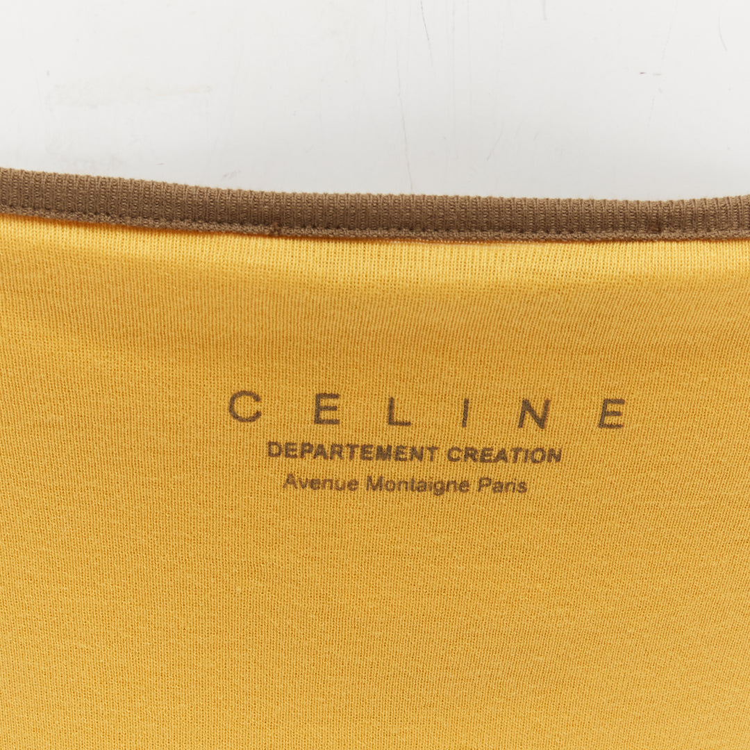 CELINE Vintage Y2K yellow Triomphe logo studded cami tank top M