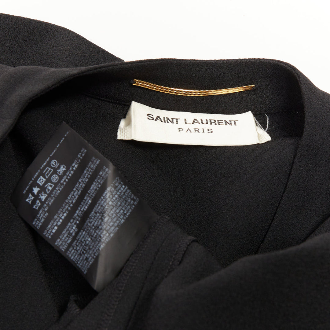 SAINT LAURENT 2013 pussy bow long sleeve flared button placket mini dress FR36 S
