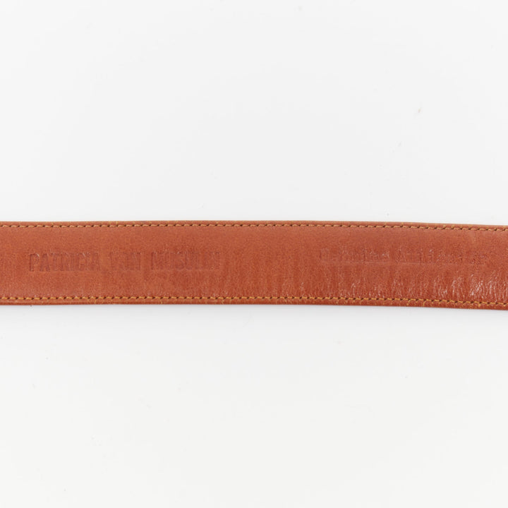 rare PATRICIA VON MUSULIN Vintage 1990s Heart Buckle scaled leather waist belt