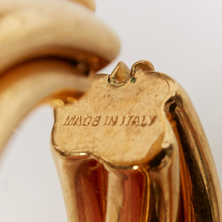 OLD CELINE Phoebe Philo Trinity Twist Swirl gold tone brass hoop earrings Pair