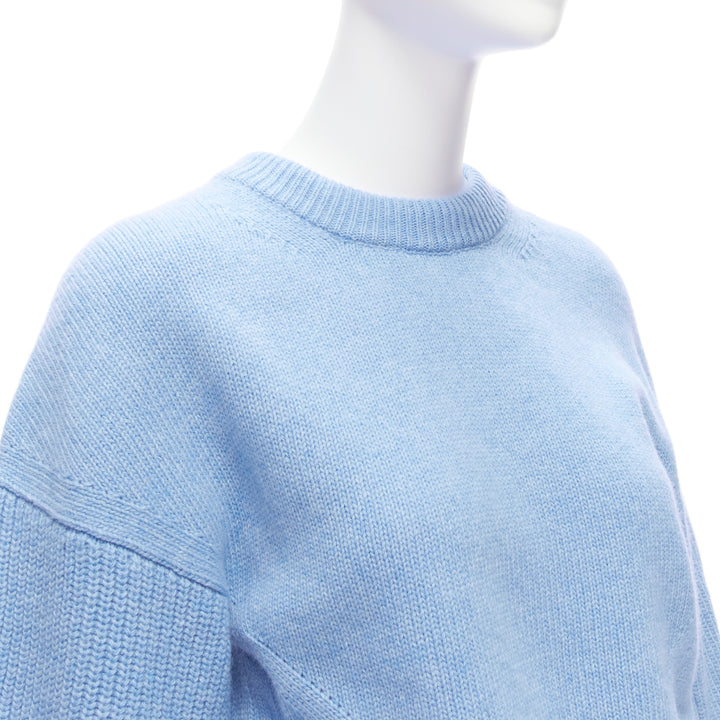 ALEXANDER MCQUEEN 2021 powder blue speckled wool boxy cropped sweater XS