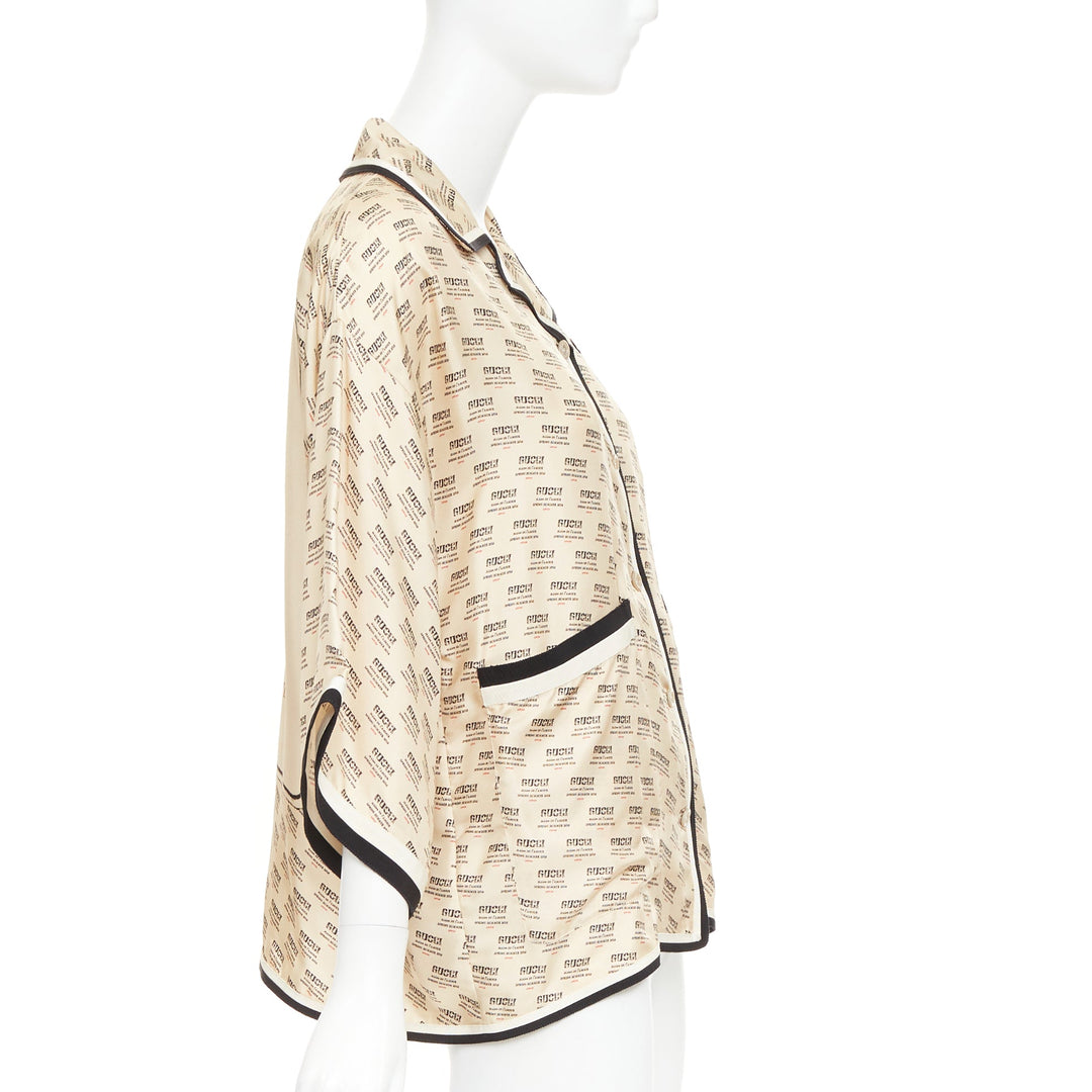 GUCCI GARDEN 2018 Guccify silk beige invite stamp print monogram pajama sh