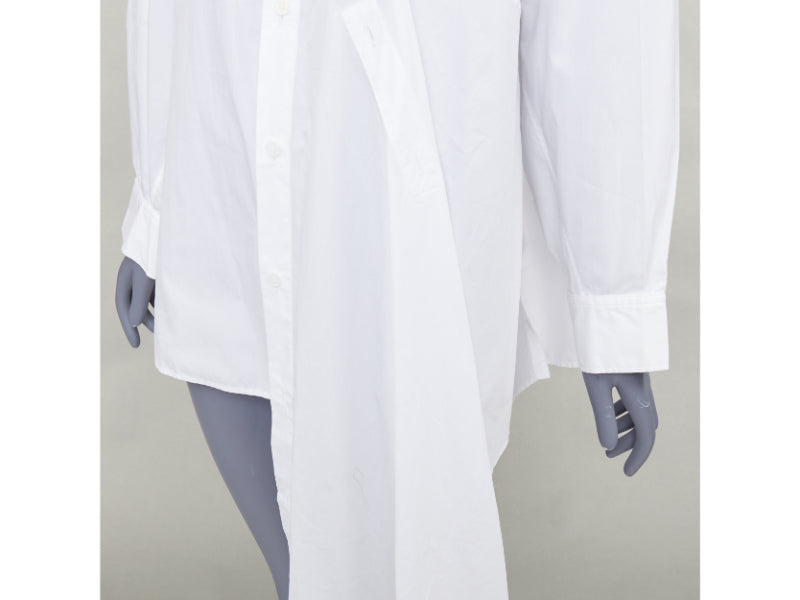 YOHJI YAMAMOTO white cotton oversized asymmetric high low hem shirt JP2 M