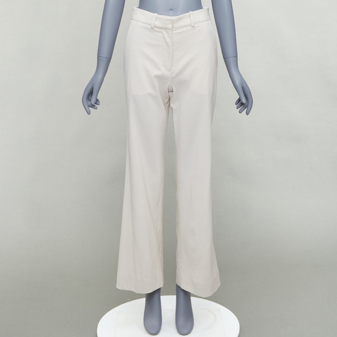 JOSEPH beige virgin wool blend classic wide leg pants FR34 XS