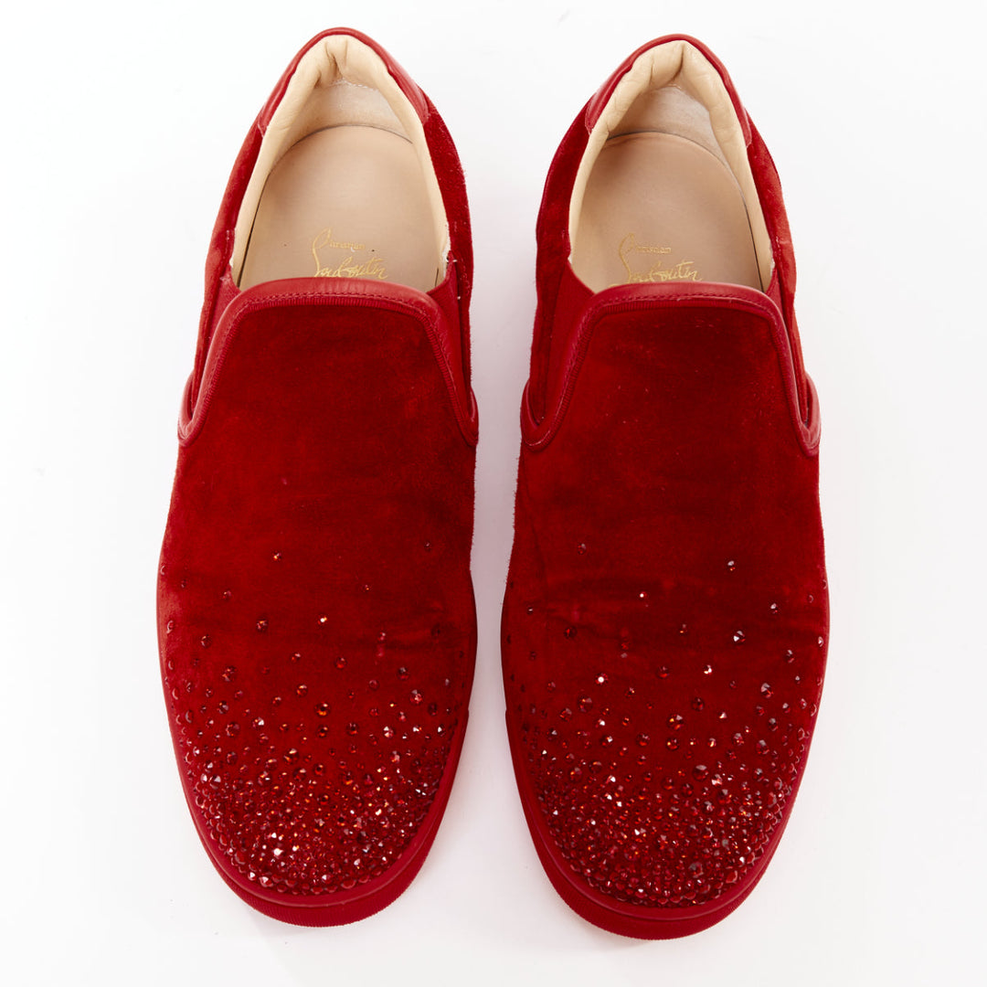 CHRISTIAN LOUBOUTIN Sailor Boat red suede degrade strass crystal sneakers EU43