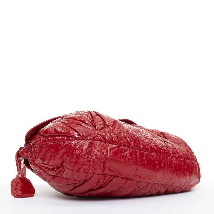 MIU MIU Coffer Hobo red Matelasse patent leather quilted crossbody bag