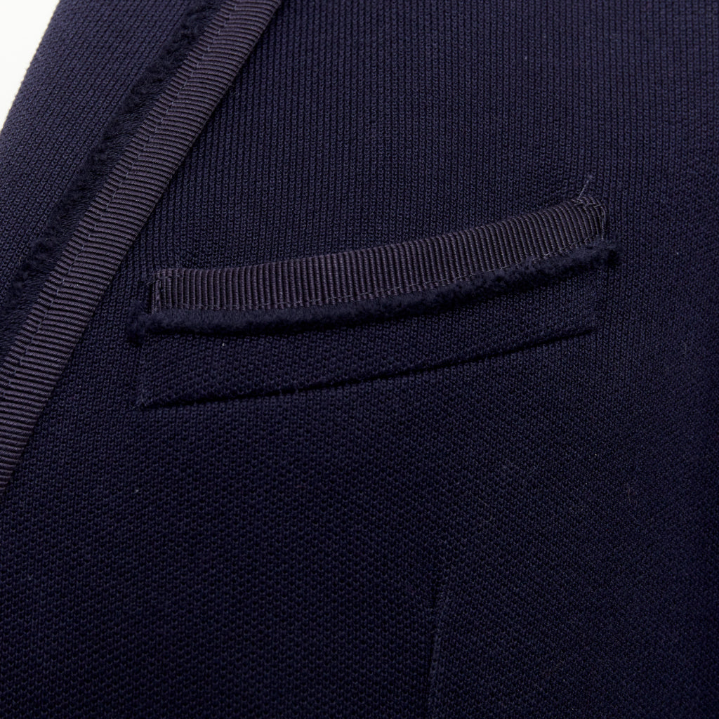 ETRO New Jersey navy cotton raw edge grosgrain paisley lined blazer IT48 M