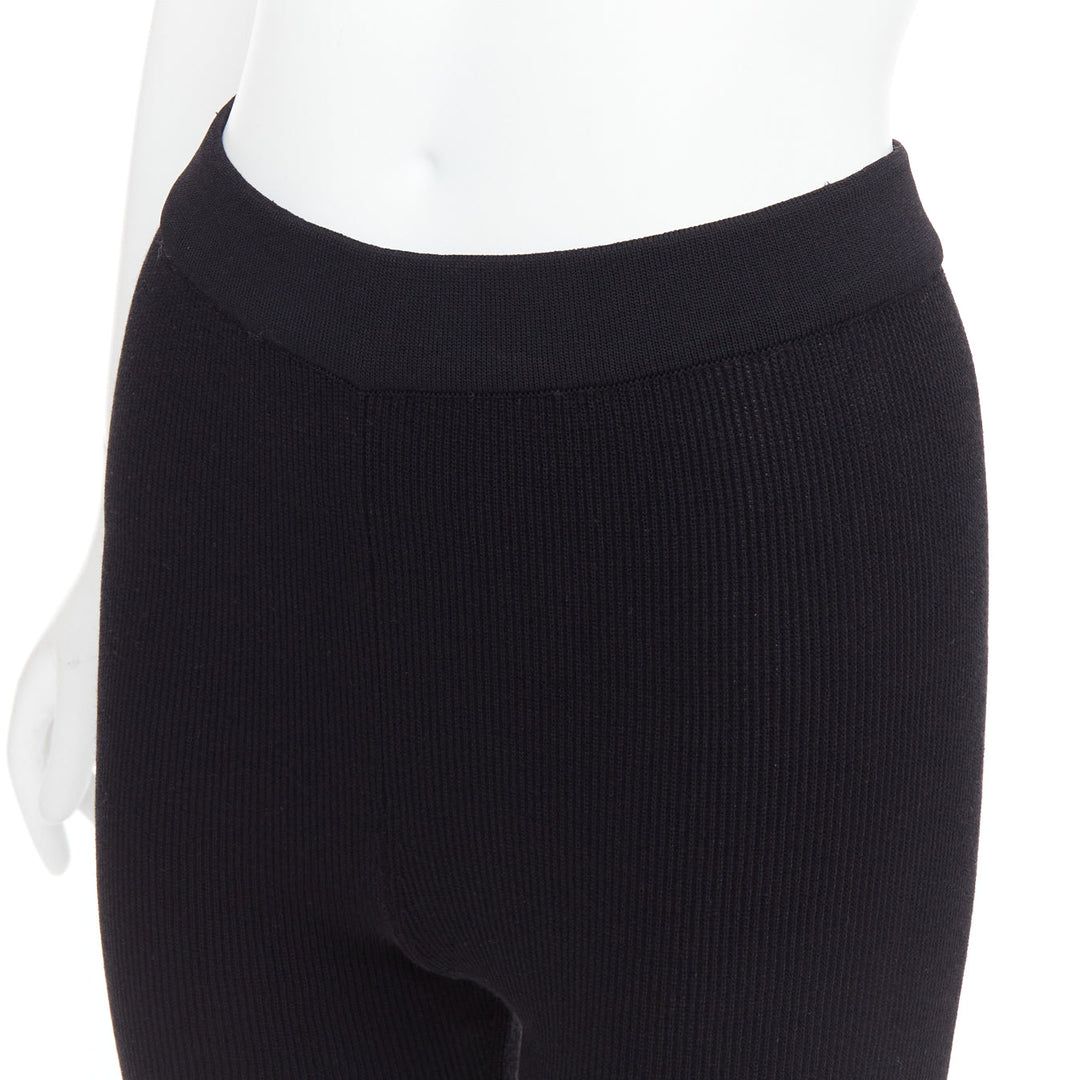 JACQUEMUS black viscose blend minimal knitted cyclist shorts FR36 S