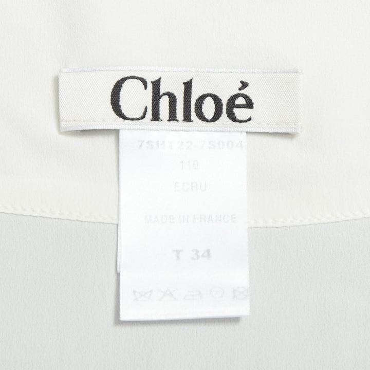 CHLOE cream tucked pleats spaghetti strap babydoll cami FR34 XS