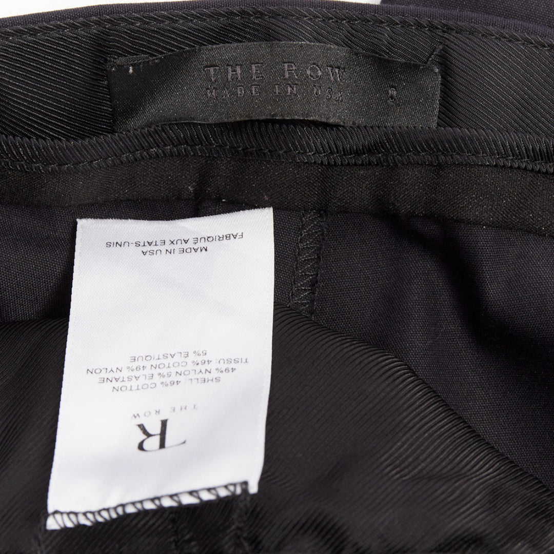 THE ROW black cotton blend mid waist panelled back cropped capri pants US0 XS