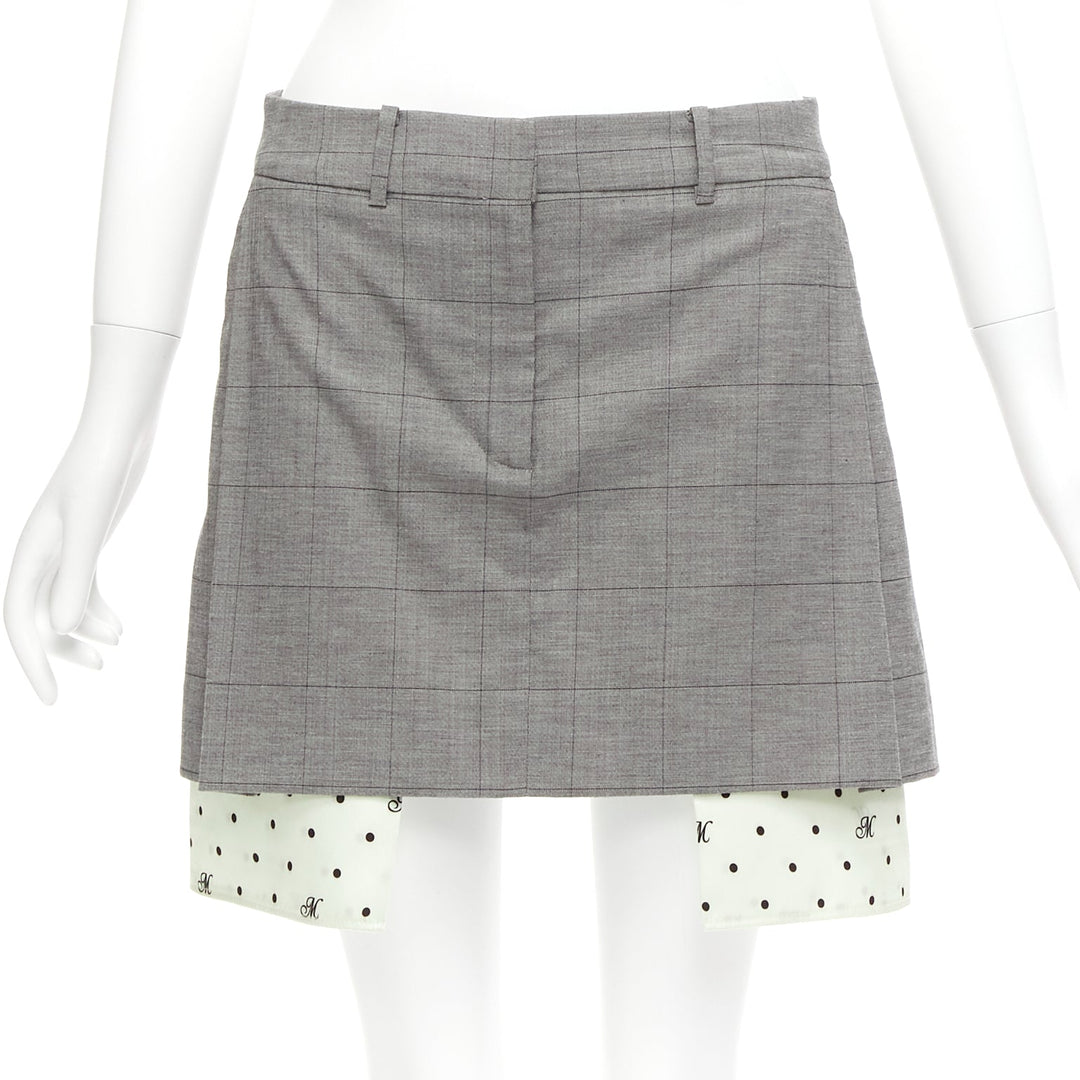 MONSE grey wool cotton blend exposed pocket deconstructed skirt US2 S