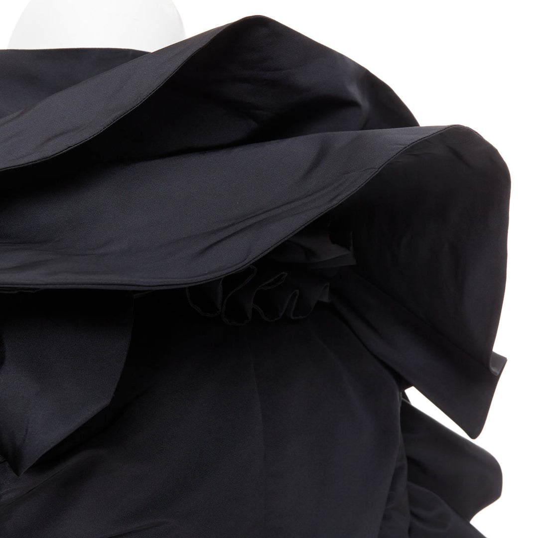 ALEXANDRE VAUTHIER COUTURE black sculptural ruffles peplum cropped blazer jacket