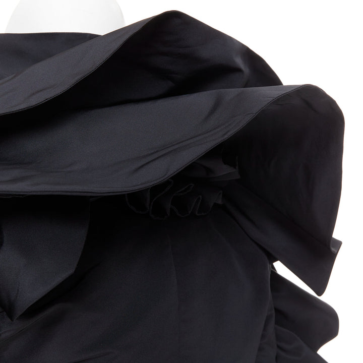 ALEXANDRE VAUTHIER COUTURE black sculptural ruffles peplum cropped blazer jacket