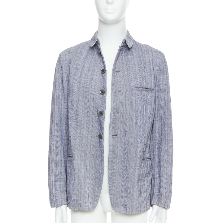 YOHJI YAMAMOTO Y's washed blue cotton drawstring waist blazer jacket JP3 L