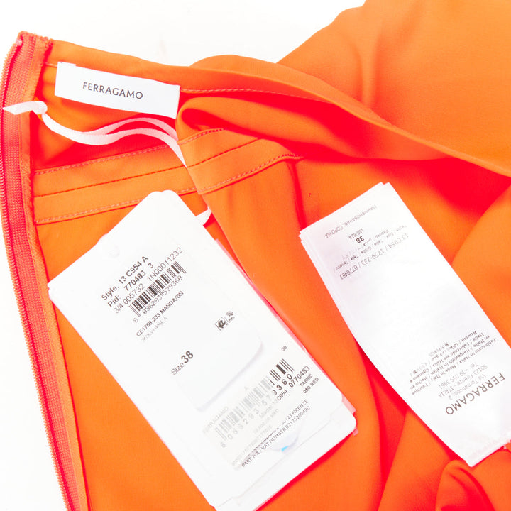 FERRAGAMO Maximilian Davis  Mandarin orange satin kimono gown dress IT38 XS