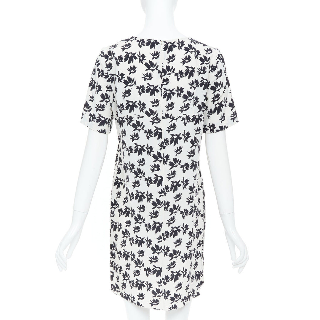 MARNI white black floral print asymmetric panel dress IT42 M