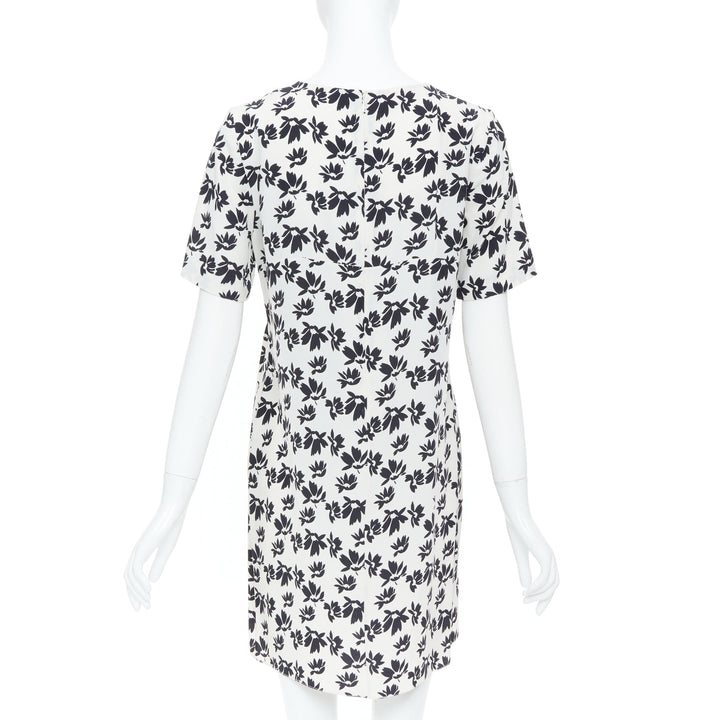 MARNI white black floral print asymmetric panel dress IT42 M
