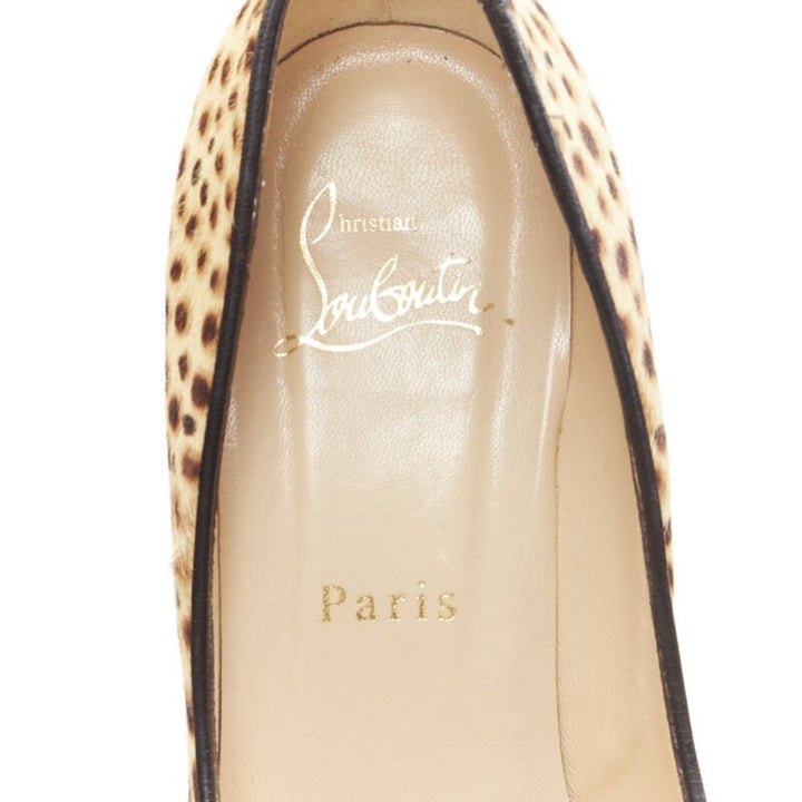 CHRISTIAN LOUBOUTIN brown cheetah spot print calf hair point toe pump EU36