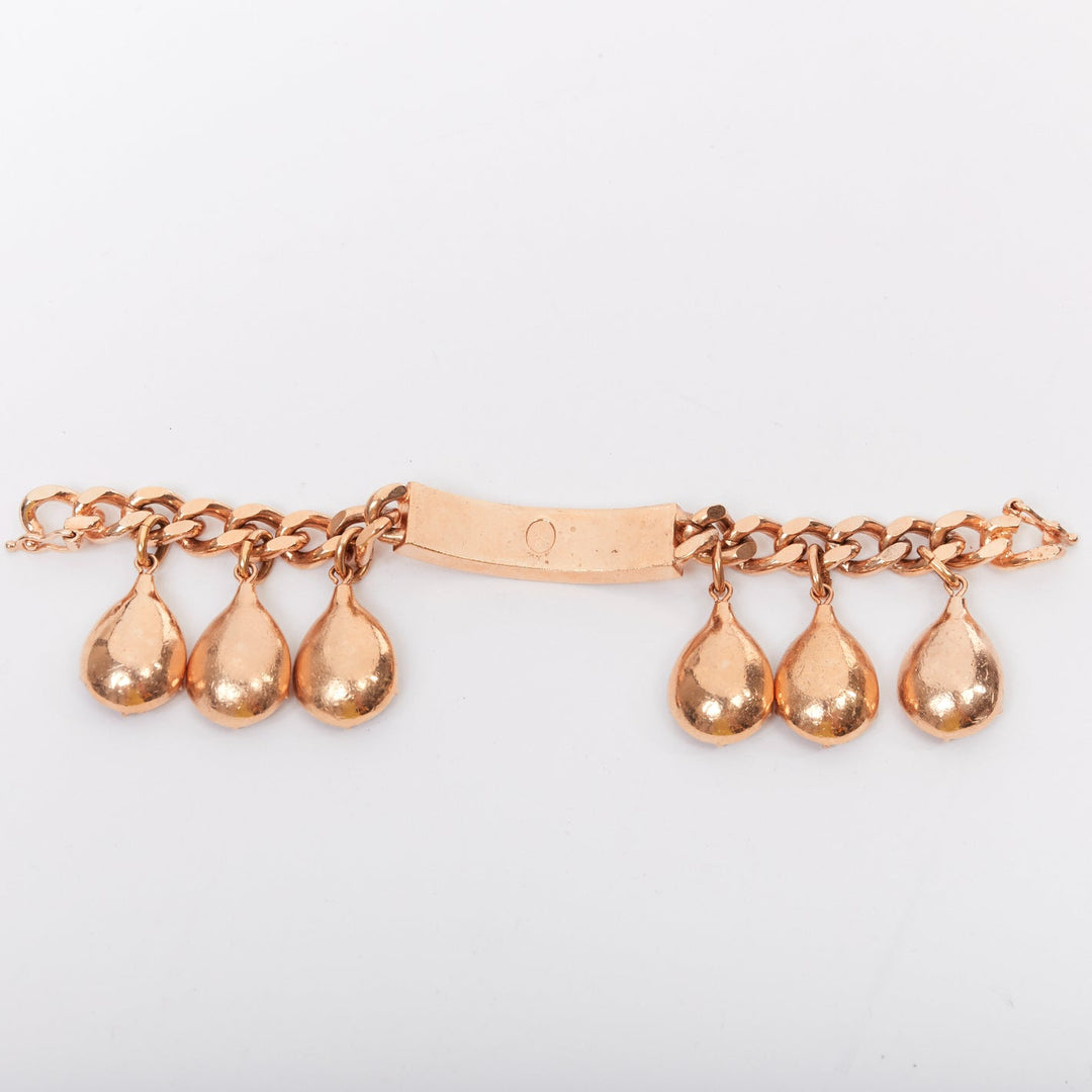 CHRISTIAN DIOR John Galliano 2004 gold tone metal drop rhinestone chain bracelet